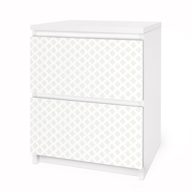 Okleina meblowa IKEA - Malm komoda, 2 szuflady - Rhombic lattice jasnobeżowy