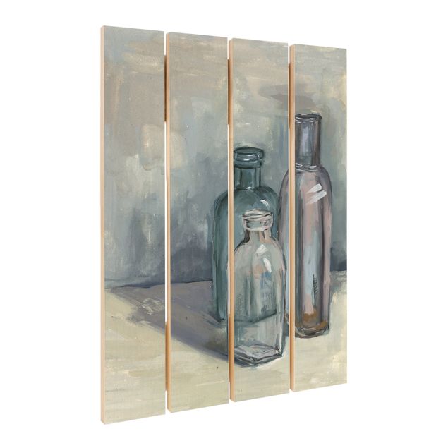 Obraz z drewna - Nieruchome życie w szklanych butelkach I