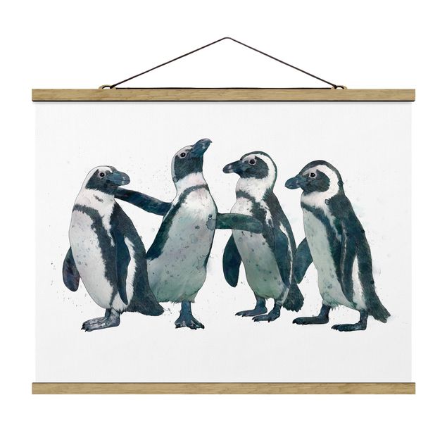Obrazy zwierzęta Ilustracja pingwinów czarno-biały Akwarela