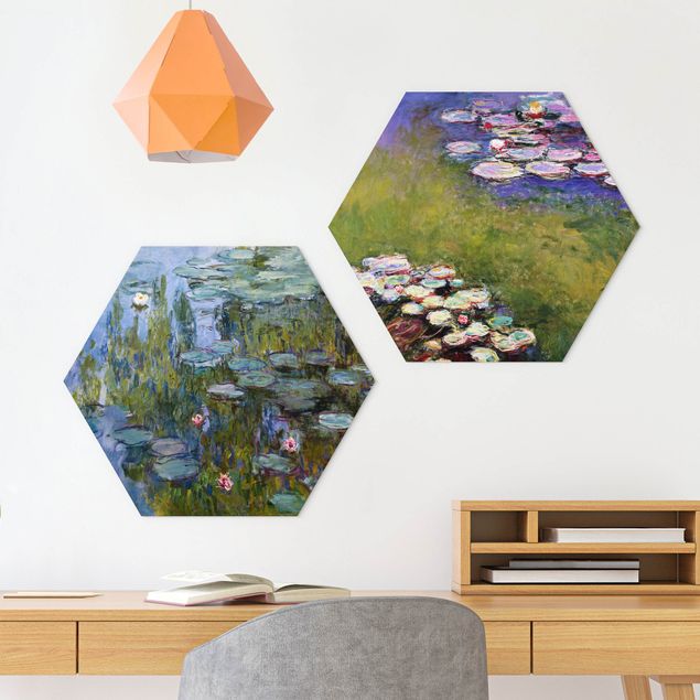 Obraz heksagonalny z Forex 2-częściowy - Claude Monet - Zestaw lilii wodnych