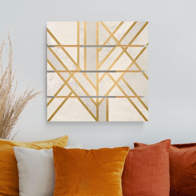 Dekoracja do kuchni Art Deco Geometry Białe złoto