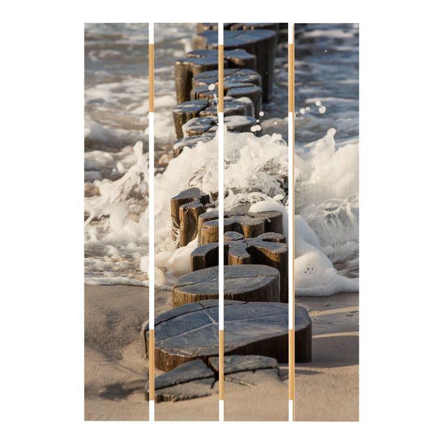 Obrazy z drewna Łamacz fal na plaży