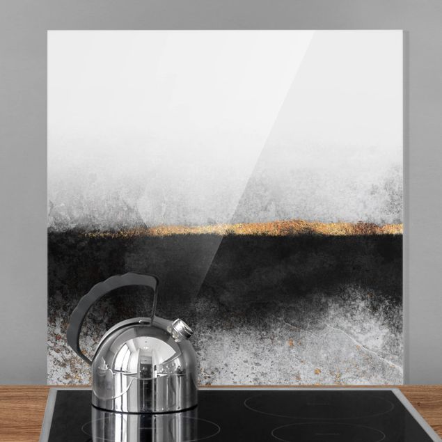 Dekoracja do kuchni Abstrakcja Złoty horyzont czarno-biały
