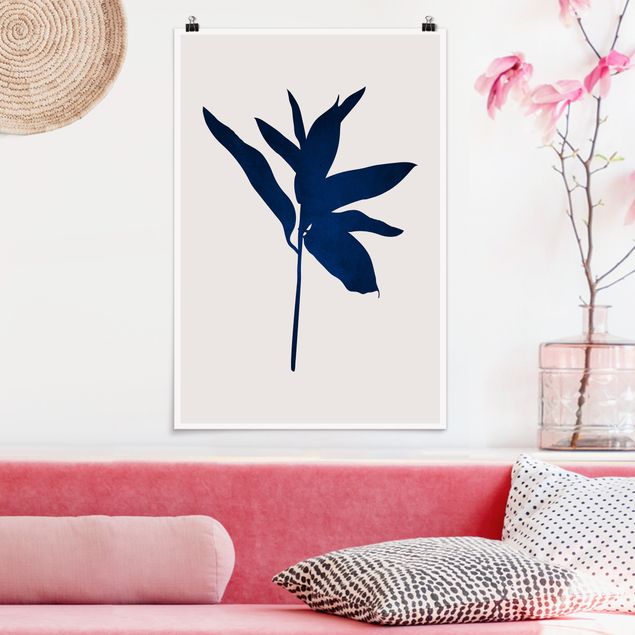 Dekoracja do kuchni Grafika roślinna - niebieska