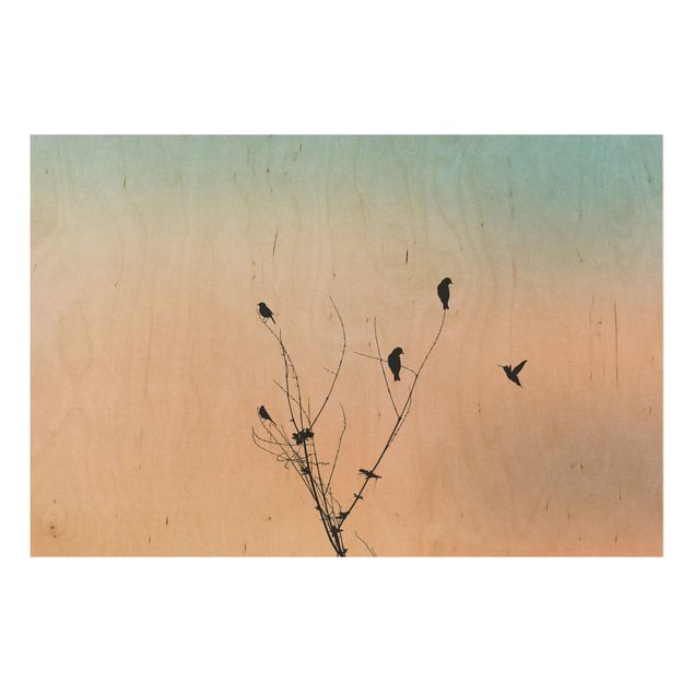 Obrazy na ścianę Ptaki na tle różowego słońca II