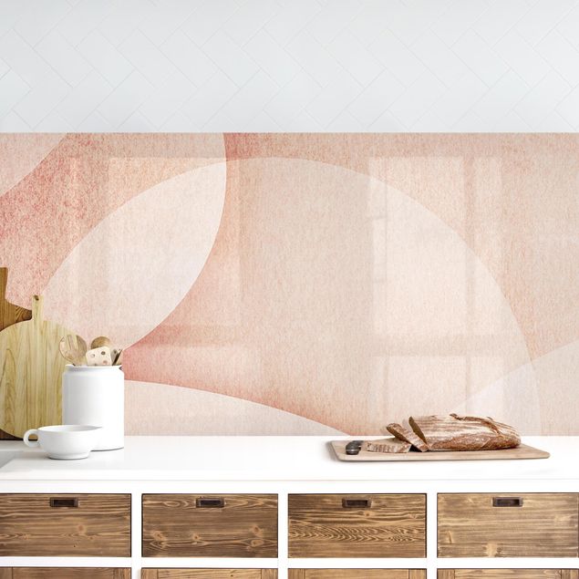Dekoracja do kuchni Abstrakcyjna grafika w kolorze brzoskwiniowym