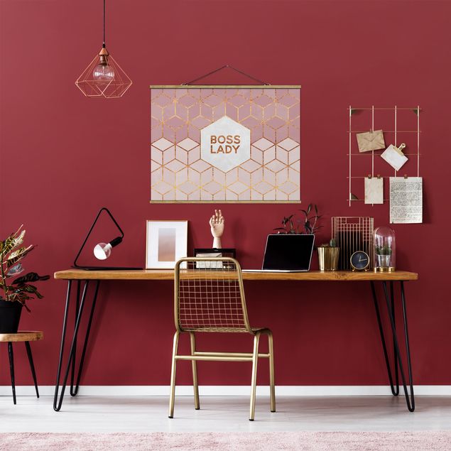 Obrazy do salonu nowoczesne Boss Lady Hexagons Pink