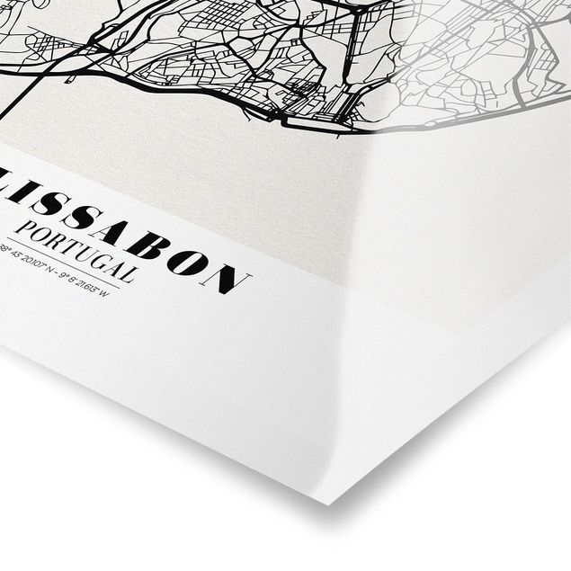 Czarno białe plakaty City Map Lisbon - Klasyczna