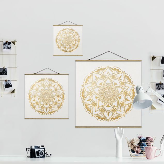 Obrazy na ścianę Mandala flower Złoto biały
