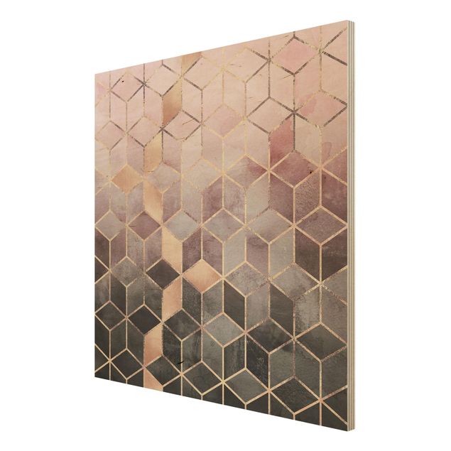 Elisabeth Fredriksson obrazy Różowo-szara złota geometria