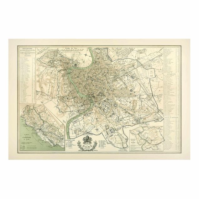 Obrazy do salonu nowoczesne Mapa miasta w stylu vintage Rzym antyk
