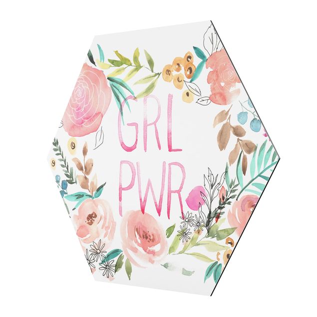 Obraz heksagonalny z Alu-Dibond - Pink Blossoms - Girl Power
