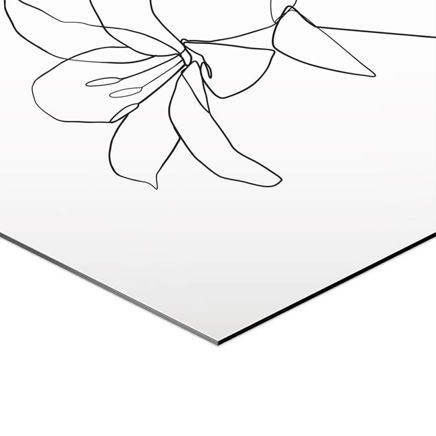 Obraz heksagonalny z Alu-Dibond 2-częściowy - Kwiaty czarno-biały zestaw artystyczny
