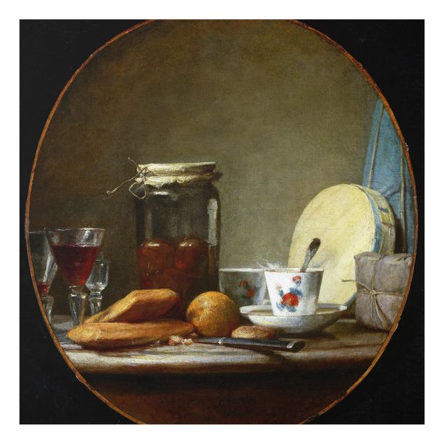 Panel szklany do kuchni - Jean-Baptiste Siméon Chardin - Kieliszek z morelami