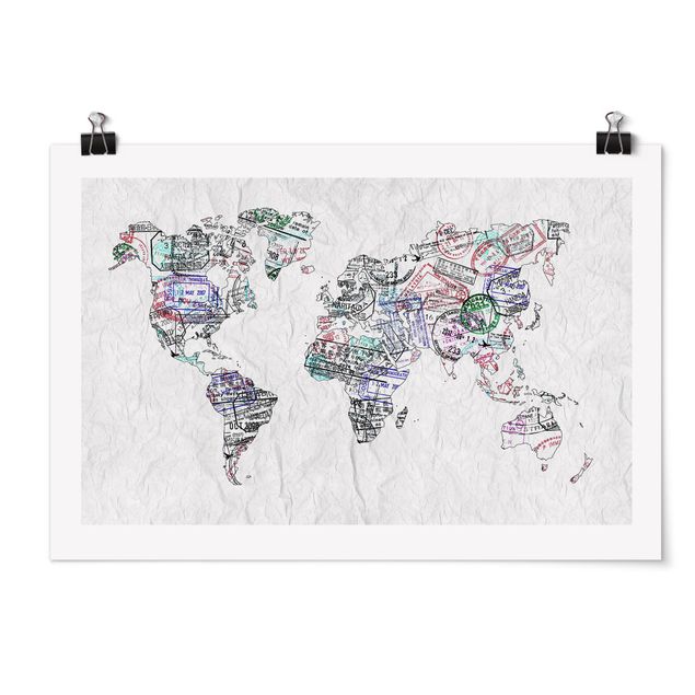 Obrazy powiedzenia Mapa świata z pieczątką paszportową