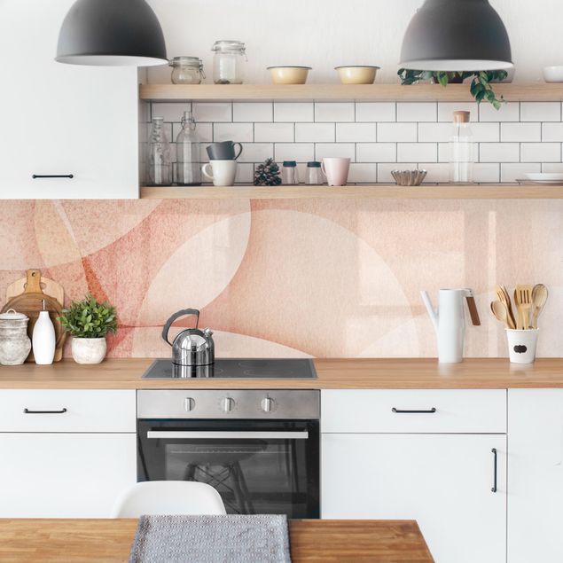 Panele szklane do kuchni Abstrakcyjna grafika w kolorze brzoskwiniowym