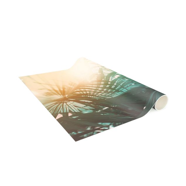 nowoczesny dywan Rośliny tropikalne Palmy o zachodzie słońca