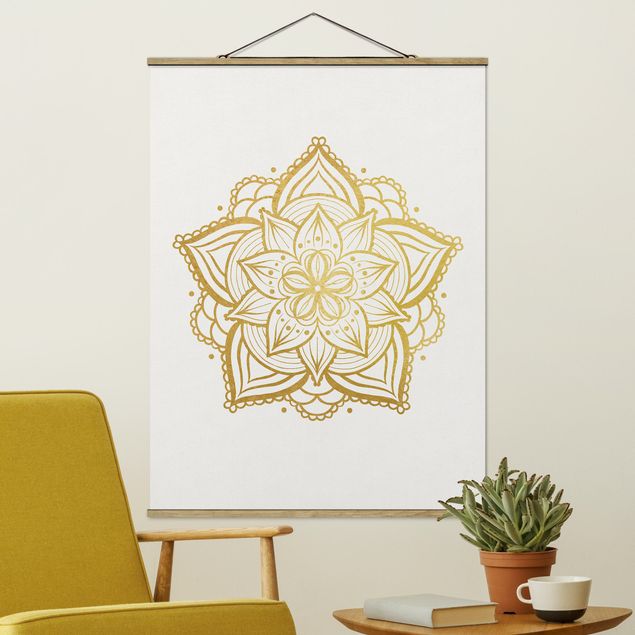 Dekoracja do kuchni Mandala Flower Sun Illustration Set Złoto