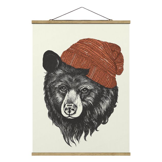 Obrazy nowoczesny Ilustracja Niedźwiedź z czerwoną czapką Rysunek