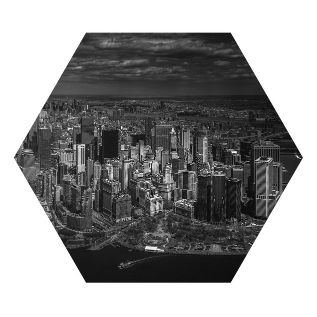 Obrazki czarno białe Nowy Jork - Manhattan z lotu ptaka