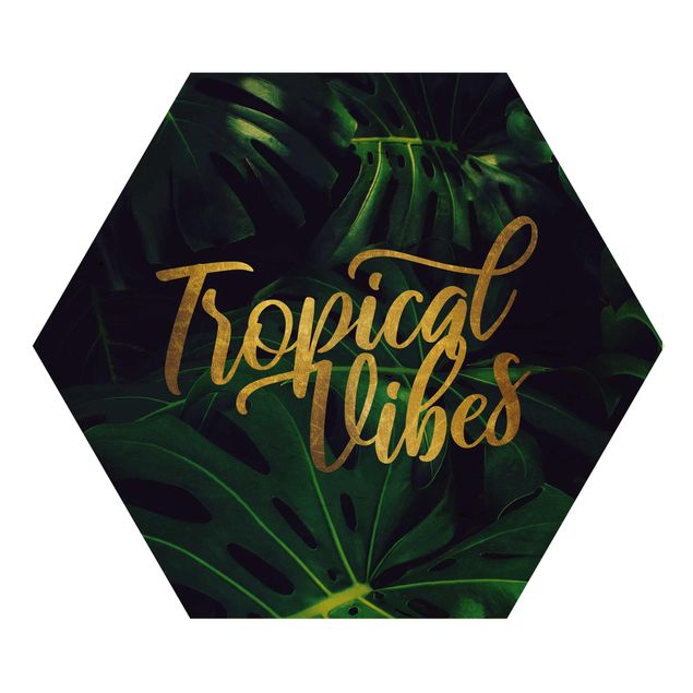 Obraz heksagonalny z drewna - Jungle - Tropical Vibes