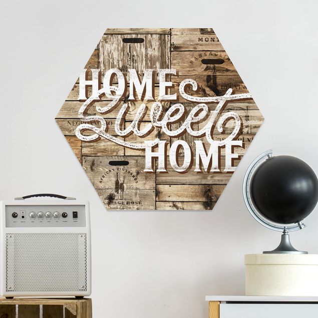 Obrazy do salonu Ściana drewniana w stylu "Home sweet home".