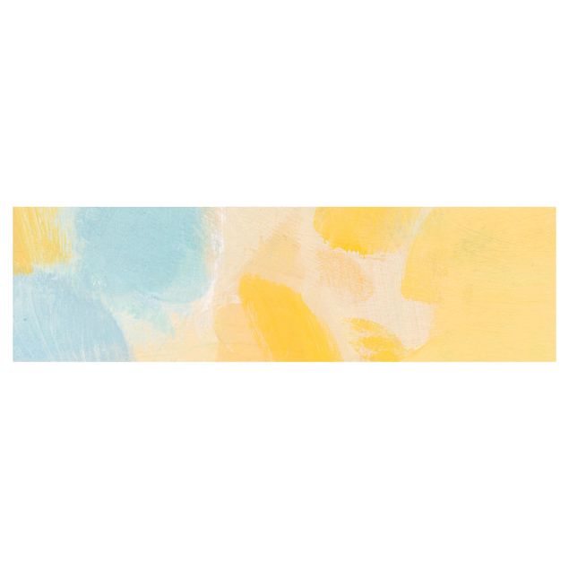 Panel ścienny do kuchni - Wiosenna kompozycja w kolorach żółtym i niebieskim