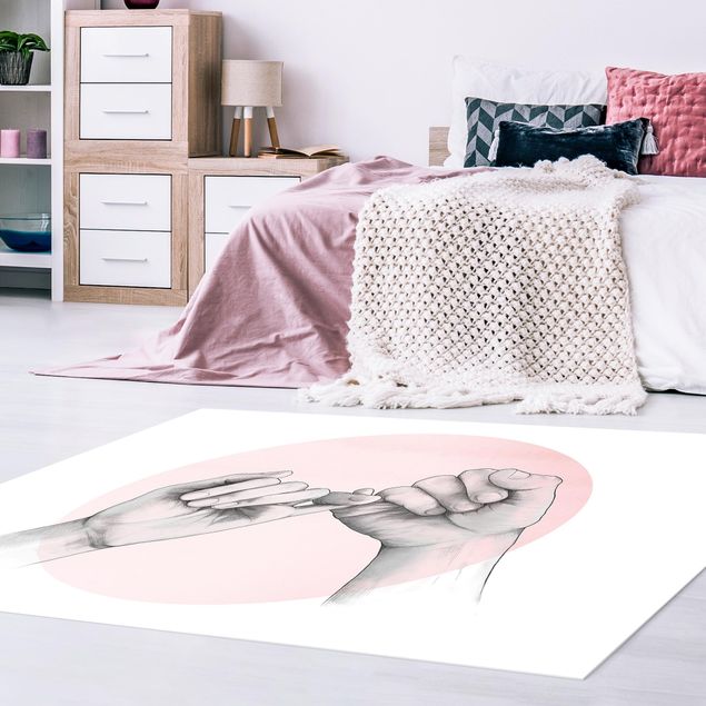 dywan na taras Ilustracja dłoni Przyjaźń Koło Różowy Biały