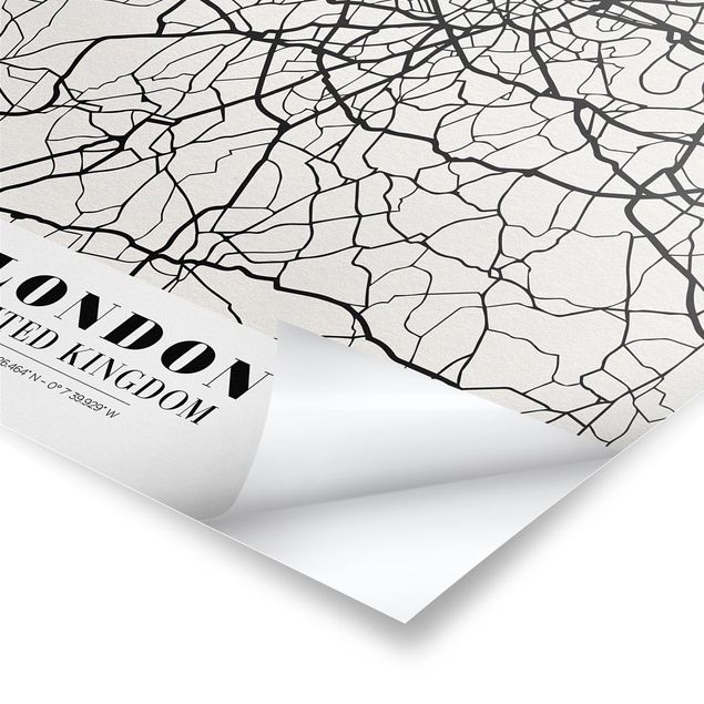 Czarno białe plakaty City Map London - Klasyczna