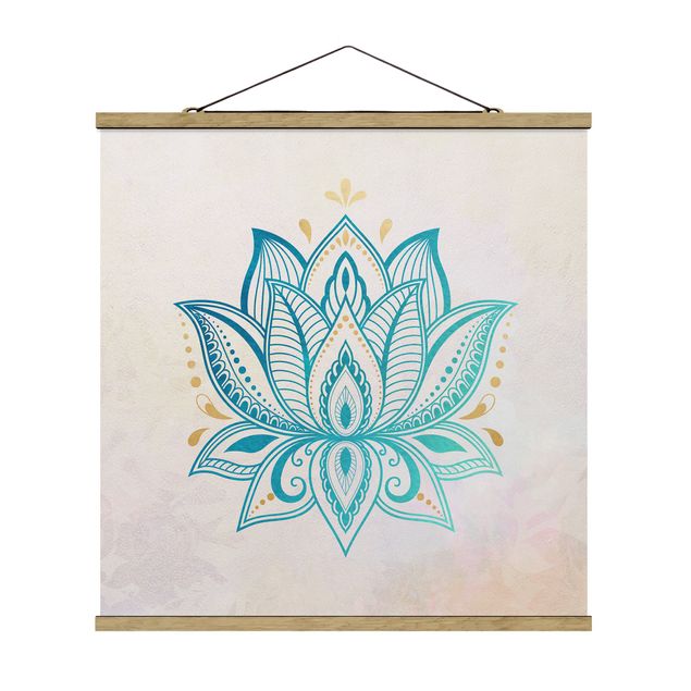 Obrazy nowoczesne Lotus Ilustracja mandali złoto niebieski
