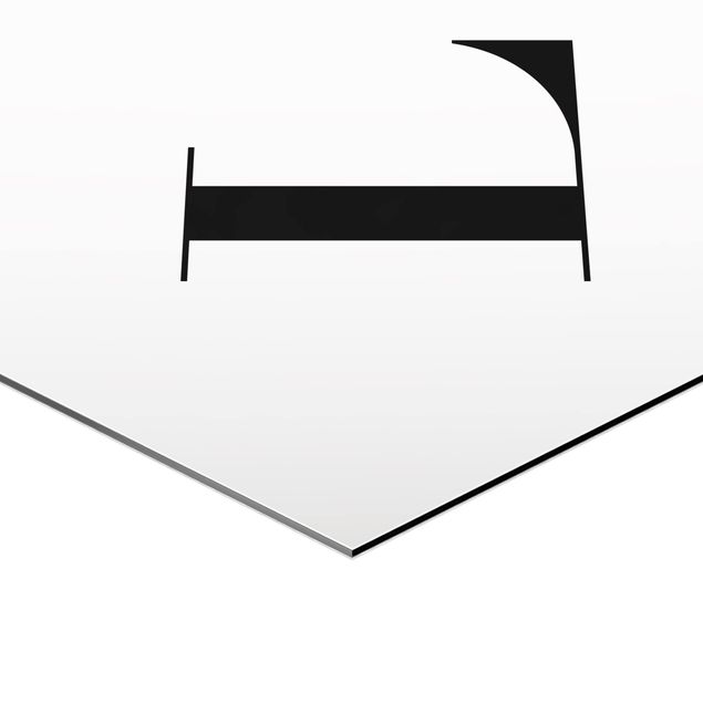 Obraz heksagonalny z Alu-Dibond - Biała litera Szeryf L