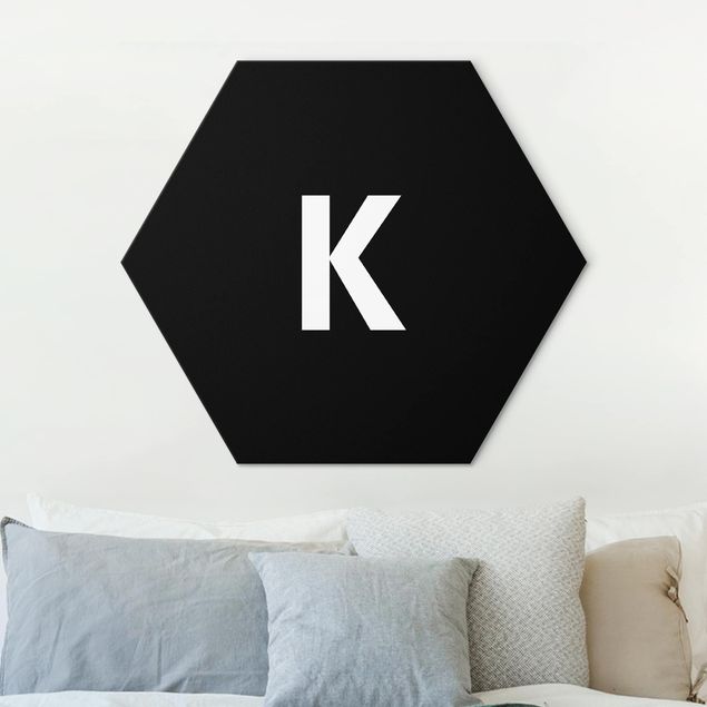 Obraz heksagonalny z Alu-Dibond - Czarna litera K