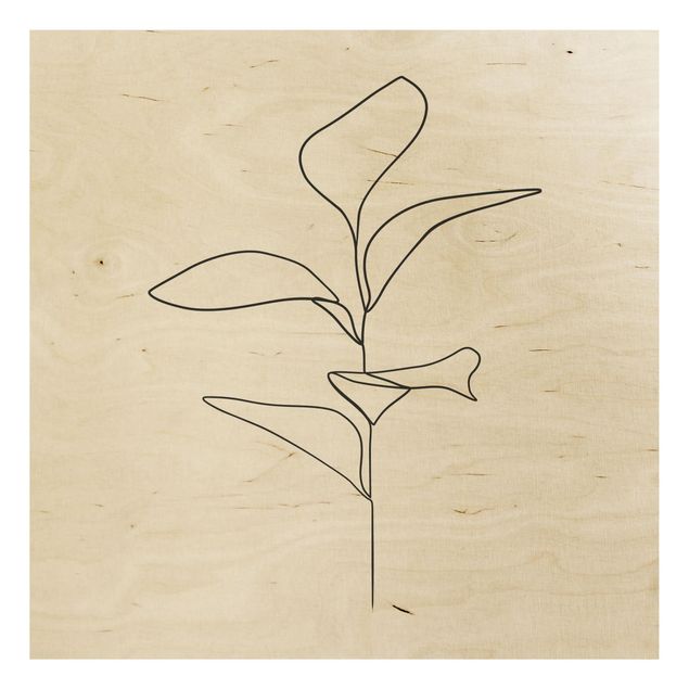 Obrazy Line Art Liście roślin Czarne Białe