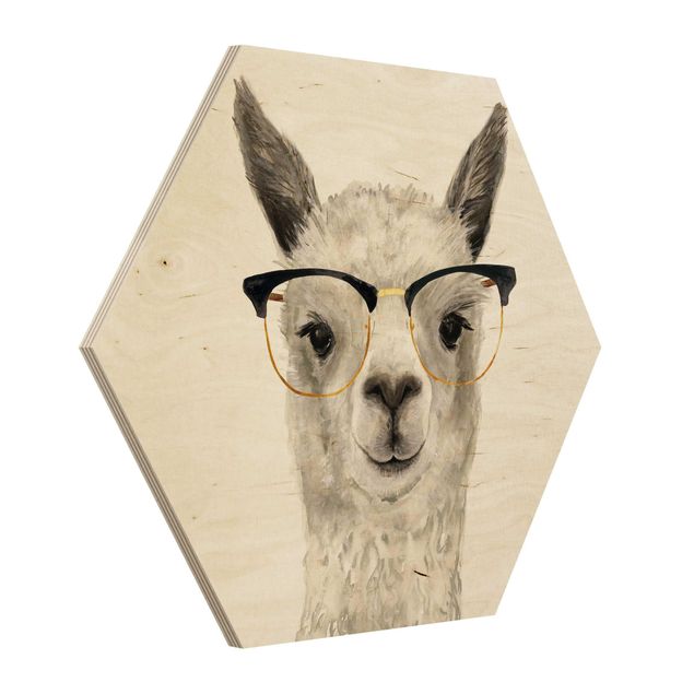 Obrazy na drewnie Hippy Llama w okularach I