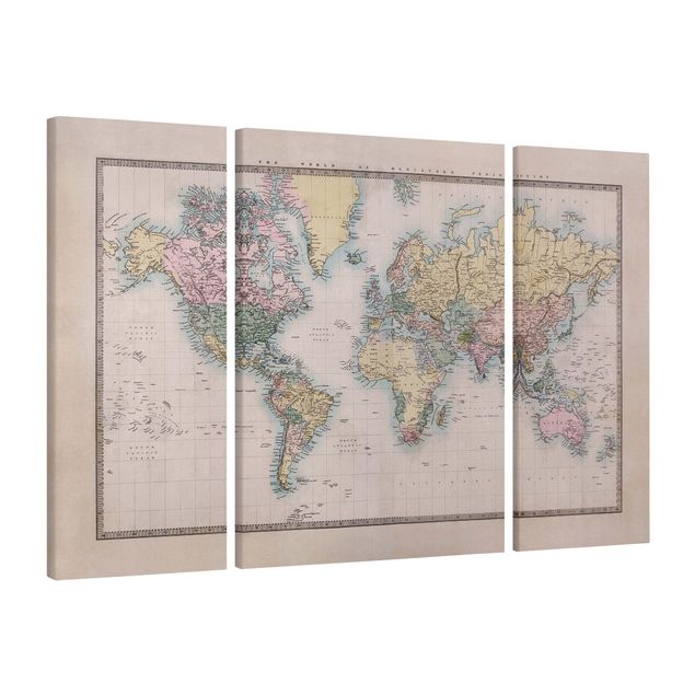 Obraz vintage Dawna mapa świata, ok. 1850 r.