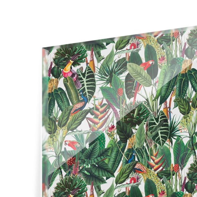 Panel szklany do kuchni - Kolorowy wzór lasu tropikalnego