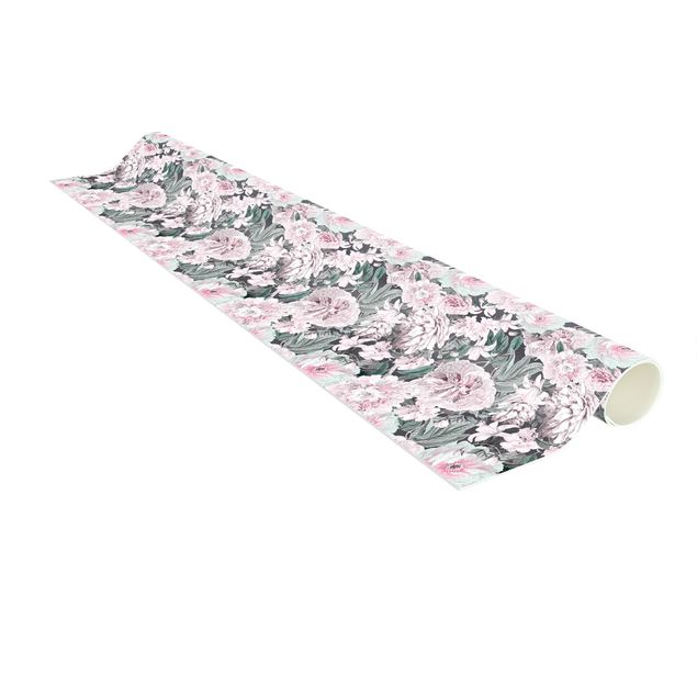 chodnik dywanowy Nostalgiczne peonie w pastelowym różu