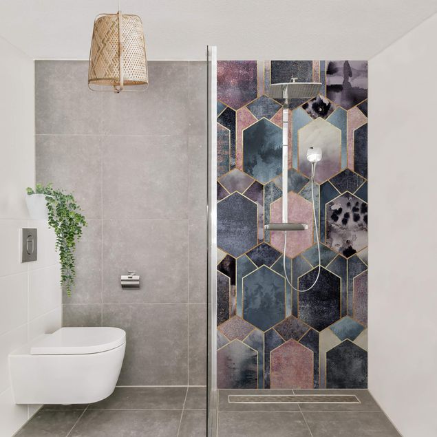 Panele ścienne do łazienki pod prysznic Art Deco Marble Gold
