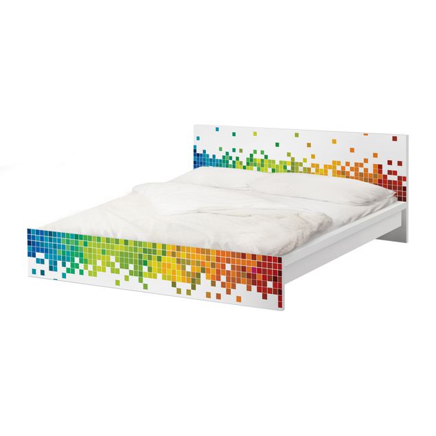 Okleina meblowa IKEA - Malm łóżko 180x200cm - Tęcza pikseli