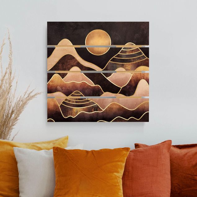 Elisabeth Fredriksson obrazy Złote słońce abstrakcyjne góry