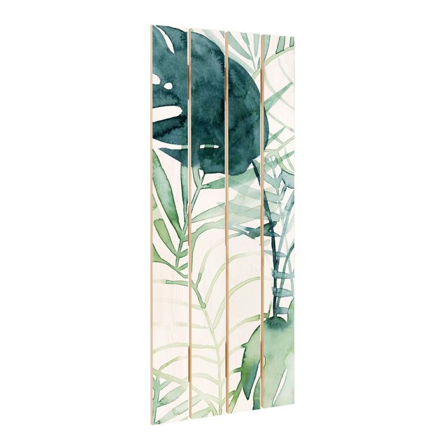 Obraz z drewna - Fronty palmowe w akwareli II