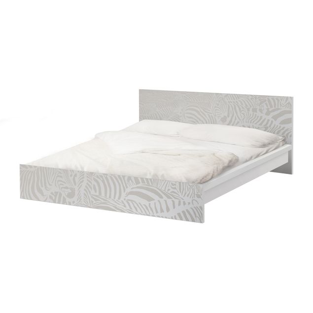 Okleina meblowa IKEA - Malm łóżko 140x200cm - Nr DS4 Zebra Stripe Jasnoszary