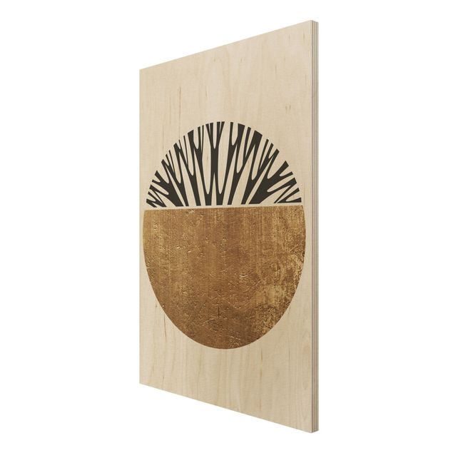 Obrazy z drewna Kształty abstrakcyjne - Złote koło