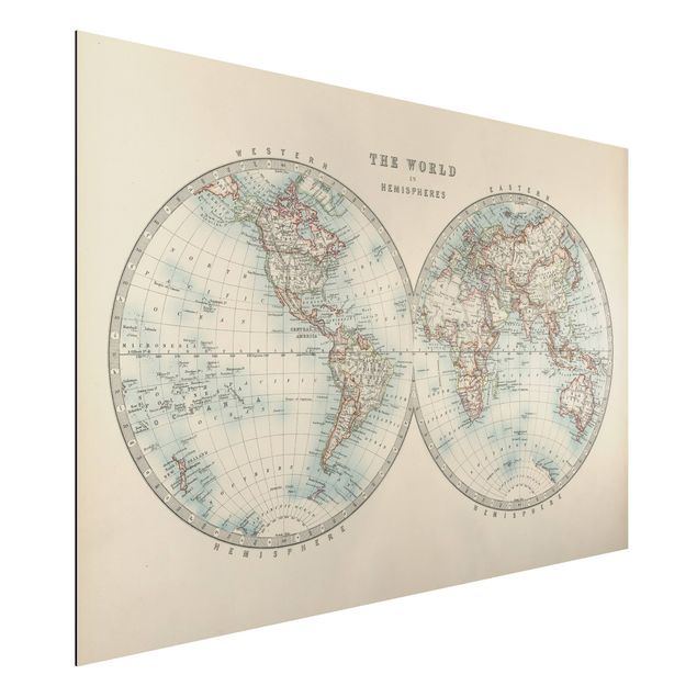 Dekoracja do kuchni Mapa świata w stylu vintage Dwie półkule
