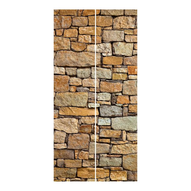 Zasłony panelowe wzory Chorwacka ściana kamienna