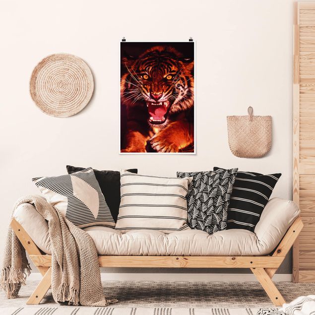 Nowoczesne obrazy do salonu Dziki tygrys