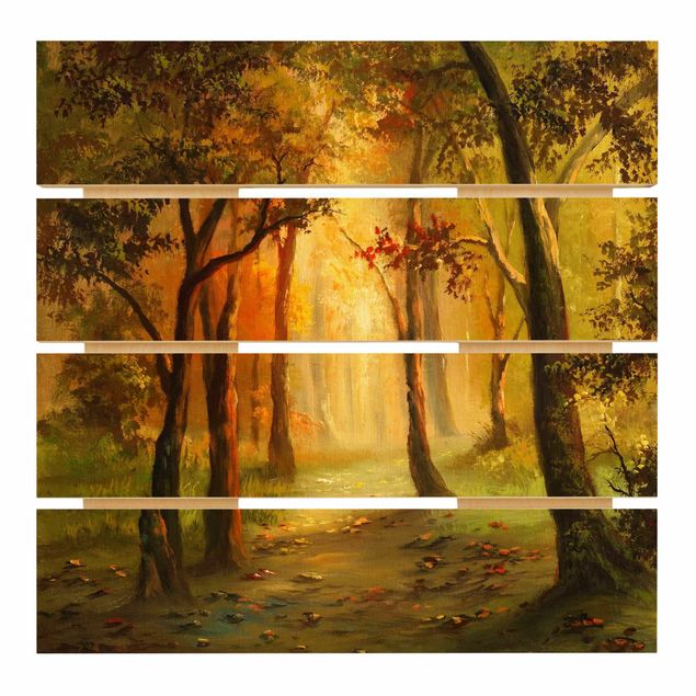 Obraz z drewna - Malowanie leśnej polany