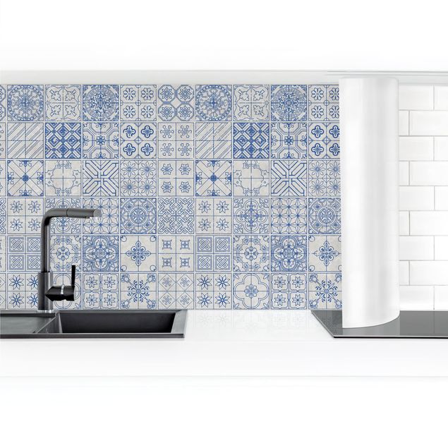 Panel ścienny do kuchni - Wzór płytek Coimbra niebieski