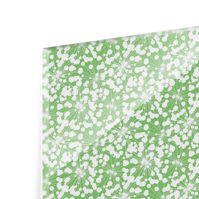 Panel szklany do kuchni - Naturalny wzór mniszka lekarskiego w kropki na tle zieleni