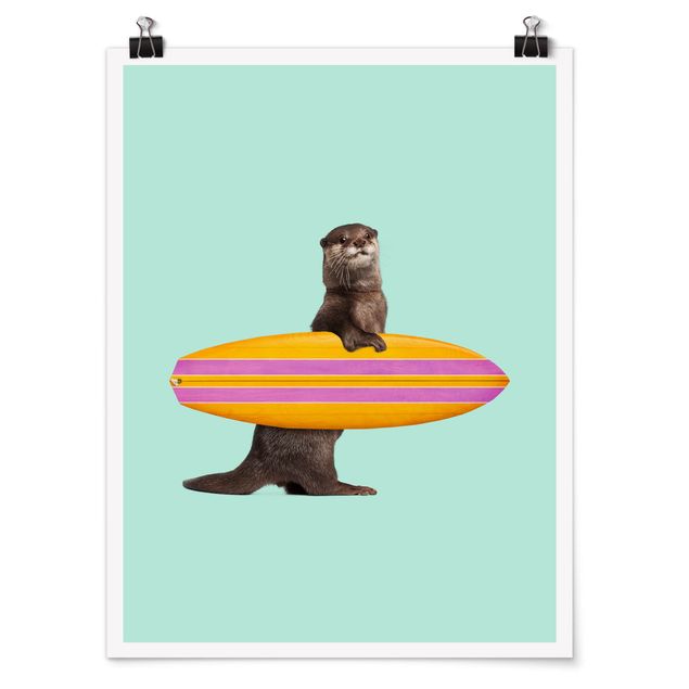 Nowoczesne obrazy Otter z deską surfingową